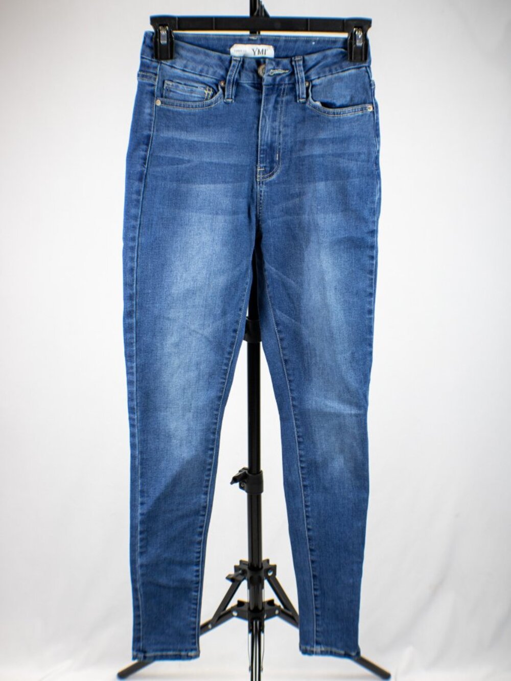 YMI Curvy Fit High Waisted Skinny Jeans Medium Wash Blue Denim